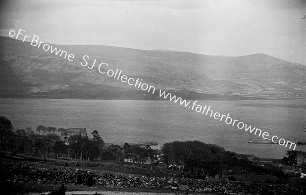 TELE VIEWS OF CARLINGFORD CASTLE FROM HILL SIDE ABOVE R.C. CHURCH